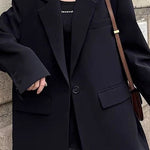 Single Button Pocketed Oversized Blazer