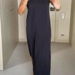 Asymmetric Solid Color Sleeveless One-Shoulder Maxi Dresses