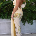 Halter Neck Backless Printed Long Dress Set