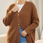 Open Front Oversized Button Lightweight Sweaters V Neck Loose Cardigans Knit Outwear