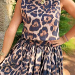 Casual leopard print two piece suit