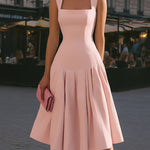 Structured Square Neck Sleeveless Midi Dress