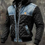 Ariadna | Black Quilted Jacket Featuring Denim Accents