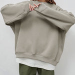 Solid Color Loose Sweatshirt Street Style Oversize Polar Fleece Pullover