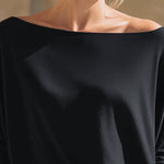 Relaxed Off-Shoulder Batwing Sleeve Knit Top