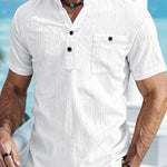 KZZ Men's Summer V-Neck Short-Sleeve Shirt