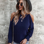 Nadorine Cable Knit Cold Shoulder Sweaters