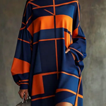 Long Sleeves Loose Contrast Color Pleated Pockets Split-Joint Zipper High Neck Mini Dresses