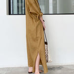 Solid Color Loose Shirt Dress