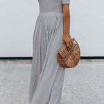 Round Neck Short Sleeve Long Jumpsuit