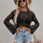 Zeagoo Zeagoo Bell Sleeve Loose Round Neck Cutout Sweater for Women Casual Work Office Loose Fit 2026 | Under $40