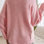 Solid Color Casual Loose Lace-up Knitted Sweater
