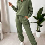 Women's Contrast Side Stripe Two Piece Sweatsuit Half Zip Sweatshirt and High Waisted Joggers Set Casual Tracksuit