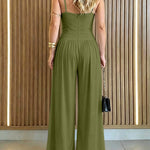 Women's Gold Ring Hollow Out Wide Leg Jumpsuit Backless Adjustable Strap Romper Elegant Party Jumpsuit
