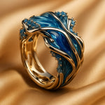 Vintage gold ring with sea waves