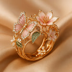 Ring with zircons and butterfly design