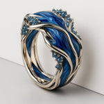 Vintage gold ring with sea waves