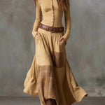 Elisa | Maxi Suede Dress with Belt