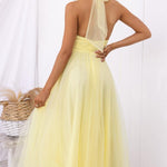 Fairy Vibes Tulle Gathered Detail Halter Maxi Dress