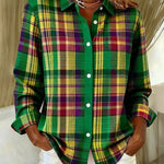 Dulcie™ | Vintage Plaid Button Front Blouse