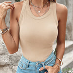 ChicMe Built-in Bra Ribbed Round Neck Tank Top