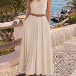 V-Neck Sleeveless A Line Casual Dress Casual Two-Way Wear Loose Fit Maxi Dress