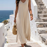 V-Neck Sleeveless A Line Casual Dress Casual Two-Way Wear Loose Fit Maxi Dress