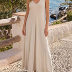 V-Neck Sleeveless A Line Casual Dress Casual Two-Way Wear Loose Fit Maxi Dress