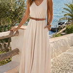 V-Neck Sleeveless A Line Casual Dress Casual Two-Way Wear Loose Fit Maxi Dress