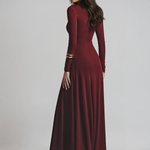 Arabella Kingston | Asymmetric Ruched Long Sleeve Evening Maxi Dress For Women