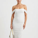Audrey Flemming | Off-Shoulder Ruched Midi Dress For Women