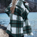 Flannel Shacket Jacket Plaid Lapel Button Down Long Sleeve Oversized Shirts with Pocket