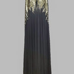 Long Sleeves Loose Rhinestone Round-Neck Maxi Dresses