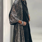 Women 3/4 Sleeve Sequined Kimono Cardigan