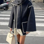 Women's Thickened Loose Woolen Coat with Fringed Scarf