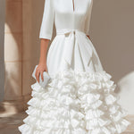 Belted Ruffled-Hem Midi Dress