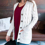 Plain Twist Button Cardigan Sweater