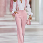 Fashionable And Casual Pink Corduroy Adjustable Overalls