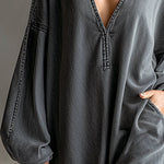 Elegant Silhouette Grey Denim Tassel Long Sleeve Maxi Dress