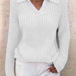 Women's Lapel Solid Slim Fit Knit Sweater