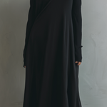 Women's Elegant Black Stretchy Knit Long-sleeved Maxi Dress With Spaghetti Straps