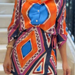 Seville Unique Printed Long Sleeve Shirt and Wrap Tie-up Mini Skirt Set