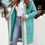 Oversized Knit Long Cardigan Hoodie Balloon Long Sleeve Pocket Jacket