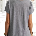 Gray Plain Drape Short Sleeve Casual T Shirt