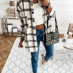 Flannel Plaid Shirts Batwing-Sleeve Button Down Roll Up Long Sleeve Collar Streetwear Blouse Tops