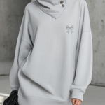 Simple Sporty Loose-fitting Collar Light Gray Mini Dress