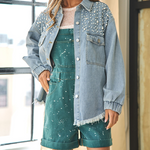 Street Ripped Denim Jacket Mid-length Distressed Jean Trucker Jackets with Pockets