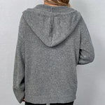 Nadorine Women's Drawstring Detail Button Front Hooded Cardigan