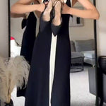 Color-Blocked Deep V-Neck Strappy Maxi Dress