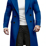 KZZ Men's Notch Lapel Double Breasted Long Trench Coat